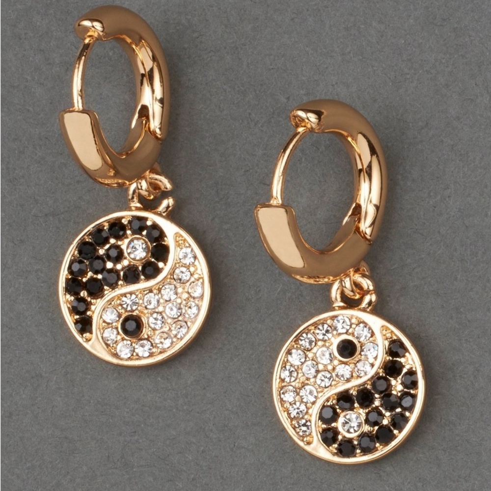 Lucky Brand Pave Yin Yang Hoop Earring